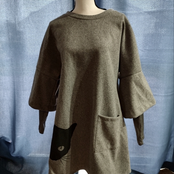 NWT Women's OC Order Plus brand size 3X retro T-Swift cat sweater tunic / dress - Picture 2 of 11